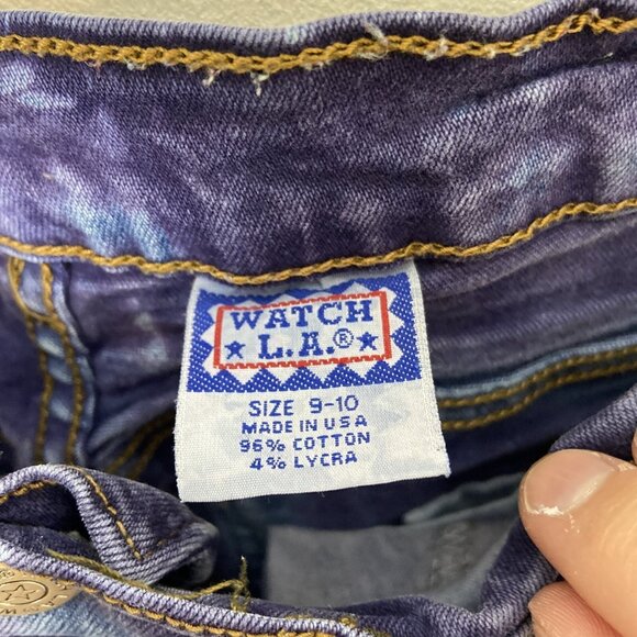 Vintage Watch LA Woman Size 28 High Waist Jeans Skinny Tie Dye 90s Stretch USA - Picture 6 of 8